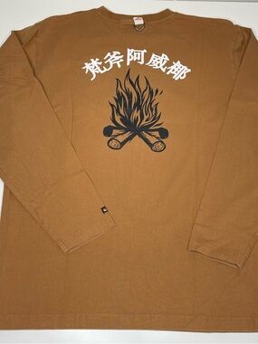 Japan Brand Bonfire Long Sleeve Crewneck Graphic Tee Size LARGE Camping Outdoor